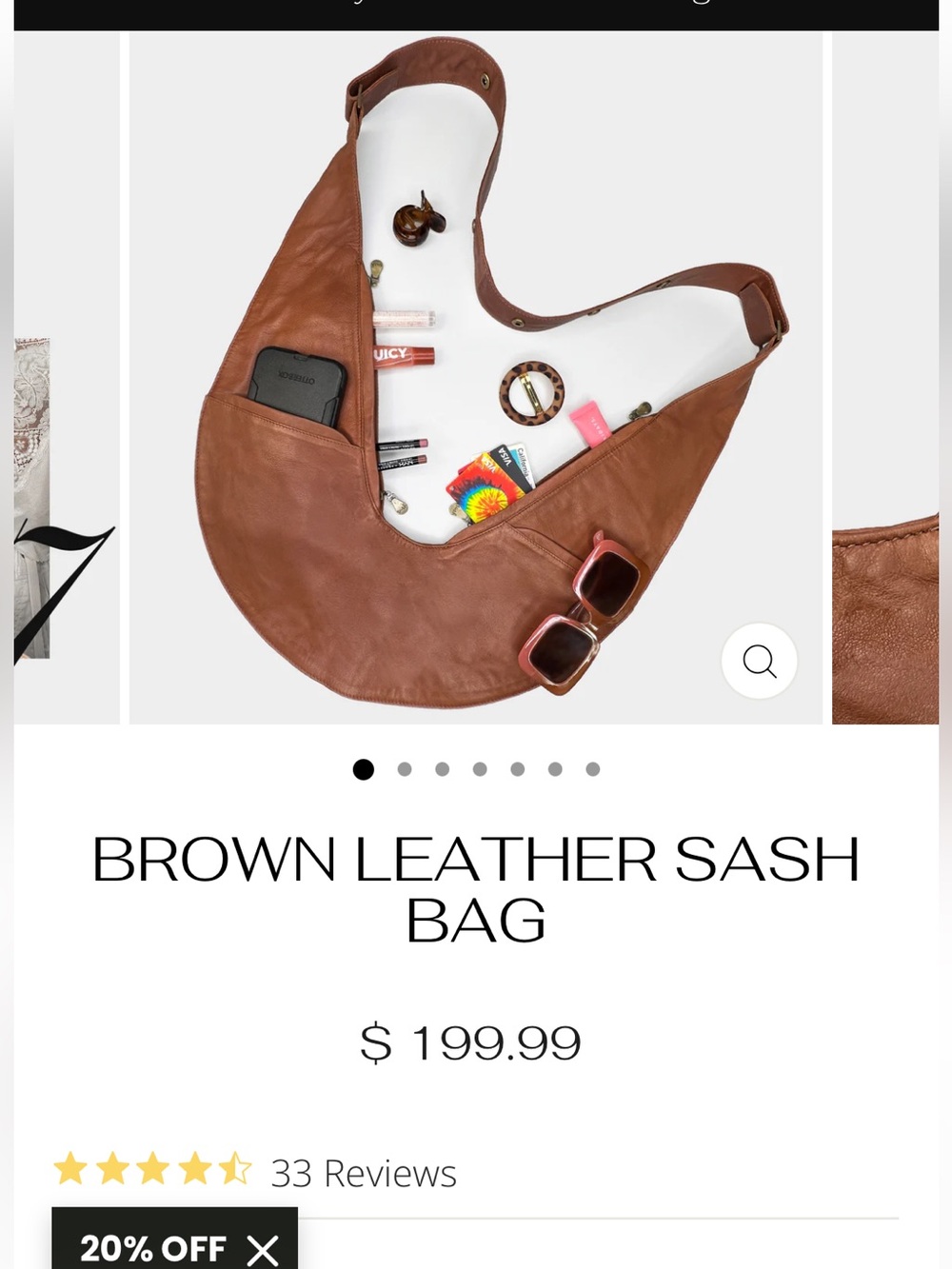 Brown Leather Sash Bag